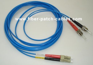ST to LC duplex multimode fiber optic patch cable