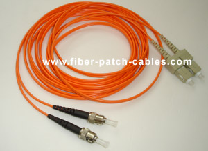 ST to SC multimode duplex fiber optic patch cable