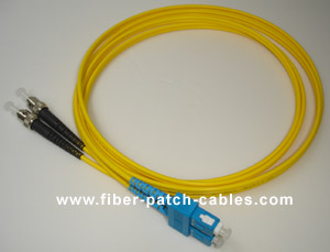 ST to SC single mode duplex fiber optic patch cable